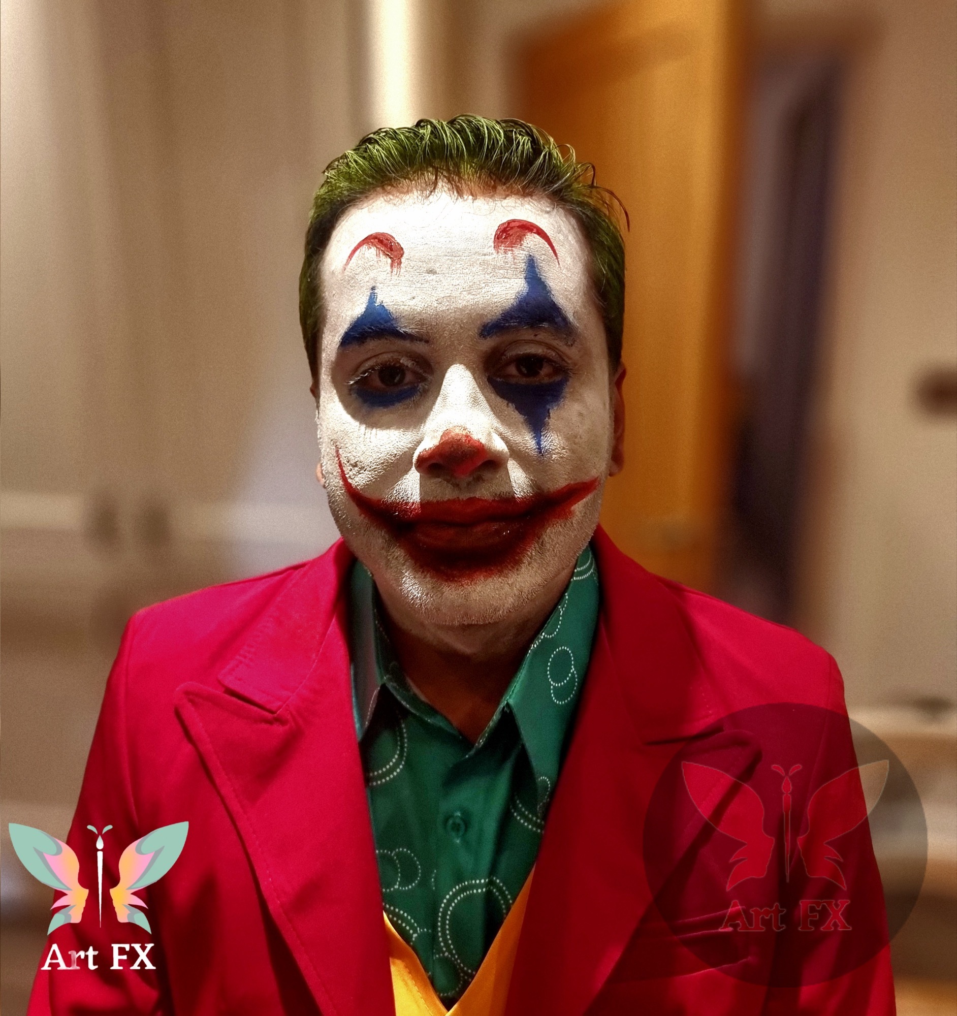 Men's intricate scary skull face painting for Halloween